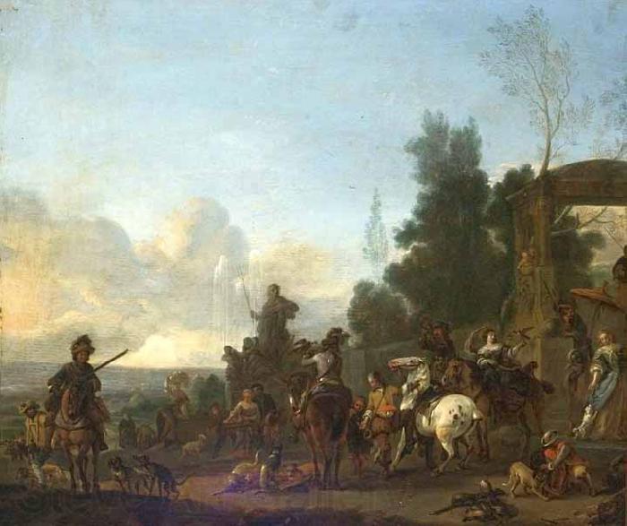 Carel Van der Pluym Departure for hunting Germany oil painting art